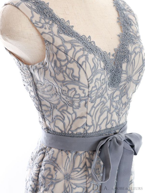 画像11: Lサイズあり【DEA./ディア】フラワーモチーフ/ リボンベルト/ 総レース/ ノースリーブ/ 膝丈/ タイト/ ミディアムドレス/ キャバドレス【OF08】 (11)