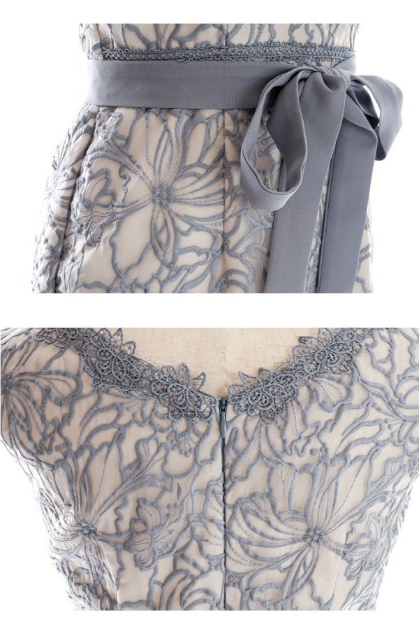 画像14: Lサイズあり【DEA./ディア】フラワーモチーフ/ リボンベルト/ 総レース/ ノースリーブ/ 膝丈/ タイト/ ミディアムドレス/ キャバドレス【OF08】 (14)