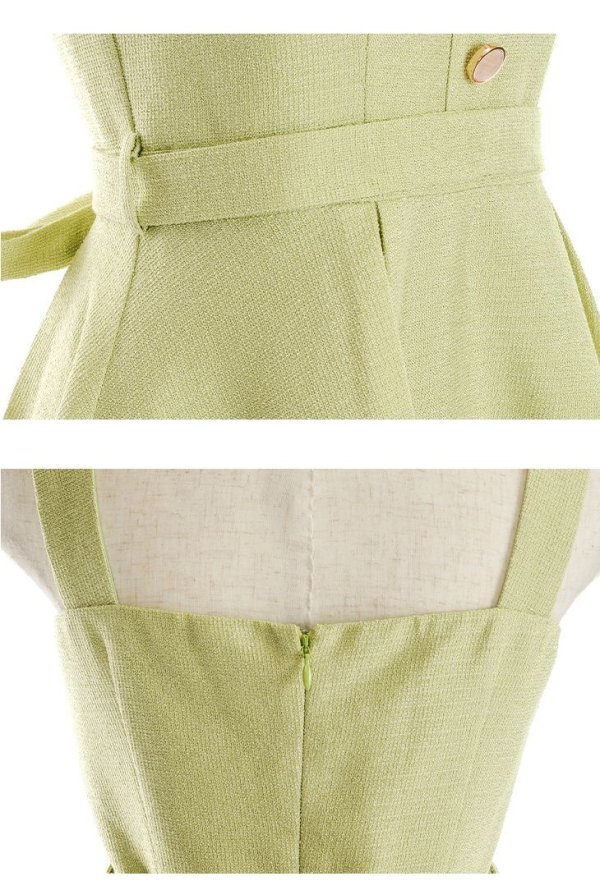 画像21: Lサイズあり【DEA./ディア】サマーツイード/ ビスチェ/ ノースリーブ/ ベルト付き/ 膝丈/ フレア/ ワンピース/ ミディアムドレス/ キャバドレス【OF08】 (21)