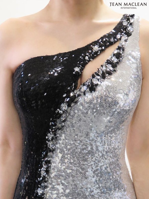 画像4: 【新春セール開催中！! 】【JEAN MACLEAN/ジャンマクレーン】 バイカラー/ スパンコール/ ワンショルダー/ スリット/ ロングドレス/ キャバドレス long[OF2A] (4)