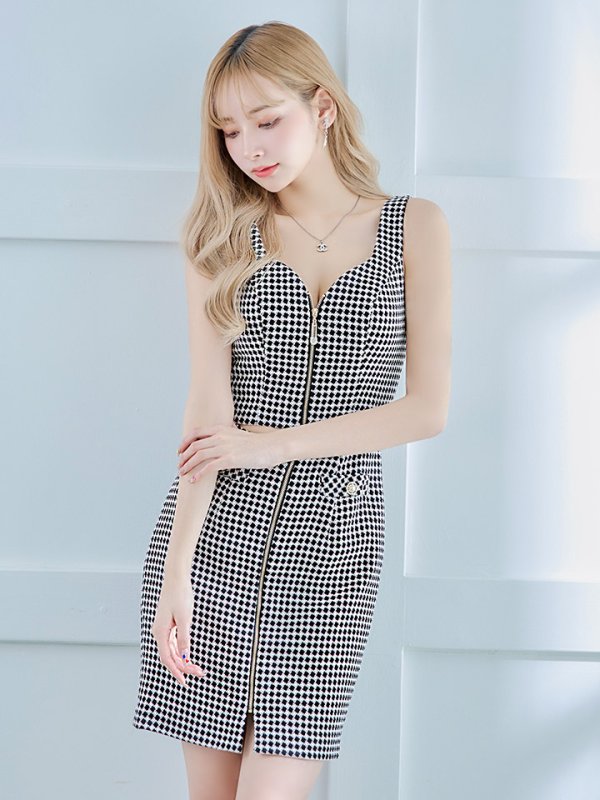 画像19: XSサイズあり【IRMA/イルマ】フロントジップ/ ビスチェ/ ウエストカット/ パールボタン/ タイト/ ミニドレス/ キャバドレス【HC02】 (19)