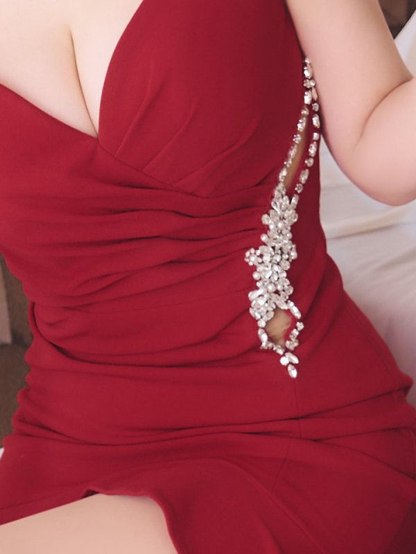 画像6: XSサイズあり【IRMA/イルマ】マーメイド/ フリル/ ワンカラー/ ビジュー/ タック/ カットアウト/ ストレッチ/ Aライン/ ミニドレス/ キャバドレス【HC02】 (6)