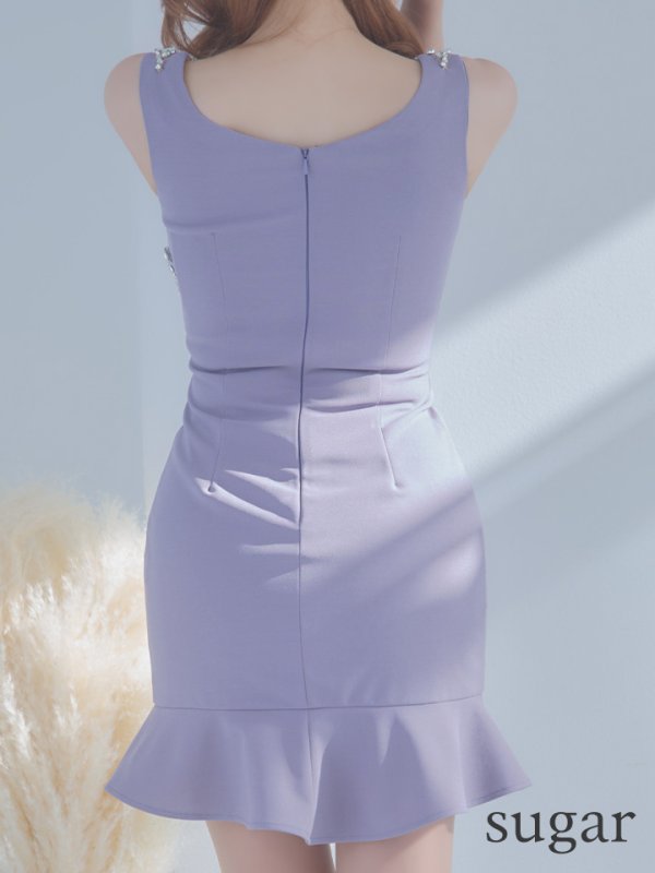 画像25: XSサイズあり【IRMA/イルマ】マーメイド/ フリル/ ワンカラー/ ビジュー/ タック/ カットアウト/ ストレッチ/ Aライン/ ミニドレス/ キャバドレス【HC02】 (25)