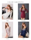 画像13: 【ROBE de FLEURS Glossy/ローブ・ド・フルール グロッシー】レーススリーブ/ 七分袖/ 長袖/ 袖あり/ ビジュー/ ストレッチ/ タイト/ ミニドレス/ キャバドレス[OF2] (13)