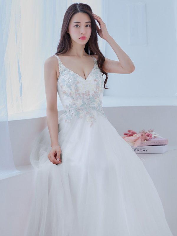 画像8: Lサイズあり【JEAN MACLEAN/ジャンマクレーン】フラワーモチーフ/ ネットレース/ スピンドル/ プリンセス/ フレア/ ロングドレス/ キャバドレスlong[OF2A] (8)