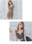 画像10: XSサイズあり【ROBE de FLEURS Glossy/ローブ・ド・フルール グロッシー】ツイード/ 千鳥柄/ ジップ/ チェーン/ フロントロックデザイン/ セットアップ/ タイト/ ミニドレス/ キャバドレス[OF2] (10)
