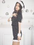 画像8: 【即日発送！】【サンタコス 4点セット】【XS-XLサイズ/2カラー】袖付きビジューベロアタイトサンタコスプレ[YMT] (8)