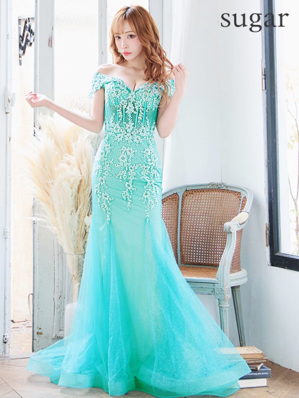 画像11: Lサイズあり【JEAN MACLEAN/ジャンマクレーン】マーメイド/ オフショル/ フラワー刺繍/ ラメネット/ スピンドル/ ロングドレス/ キャバドレスlong[OF2A] (11)