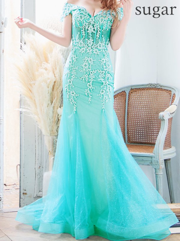 画像12: Lサイズあり【JEAN MACLEAN/ジャンマクレーン】マーメイド/ オフショル/ フラワー刺繍/ ラメネット/ スピンドル/ ロングドレス/ キャバドレスlong[OF2A] (12)