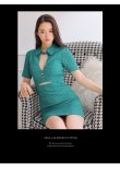 画像9: XSサイズあり【ROBE de FLEURS Glossy/ローブ・ド・フルール グロッシー】バストカット/ ウエストカット/ 袖あり/ 半袖/ バックル/ ストレッチ/ タイト/ ミニドレス/ キャバドレス[OF2] (9)