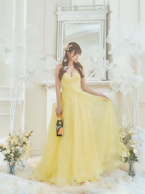 画像12: 【関西コレクション着用】Lサイズあり【JEAN MACLEAN/ジャンマクレーン】ベア/ オフショル/ 2way/ パフスリーブ/ 袖あり/ コルセット風/ スピンドル/ フラワー刺繍/ ネットレース/ プリンセス/ ロングドレス/ キャバドレス long[OF2A] (12)