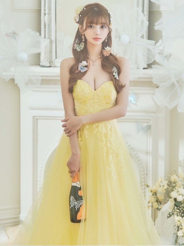 画像15: 【関西コレクション着用】Lサイズあり【JEAN MACLEAN/ジャンマクレーン】ベア/ オフショル/ 2way/ パフスリーブ/ 袖あり/ コルセット風/ スピンドル/ フラワー刺繍/ ネットレース/ プリンセス/ ロングドレス/ キャバドレス long[OF2A] (15)