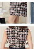 画像14: Lサイズあり【DEA.by ROBE de FLEURS/ディアバイローブドフルール】ツイード/ チェック/ サイドベルト/ ボタン/ Aライン/ ワンピース/ ミニドレス/ キャバドレス[OF2] (14)