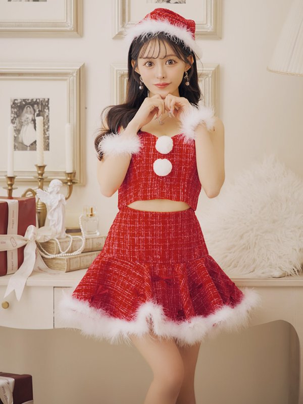 画像2: 【ノベルティ対象】【即日発送】【サンタコス 5点セット】【XS-Lサイズ/2カラー】セットアップフレアミニサンタ[YMT] (2)