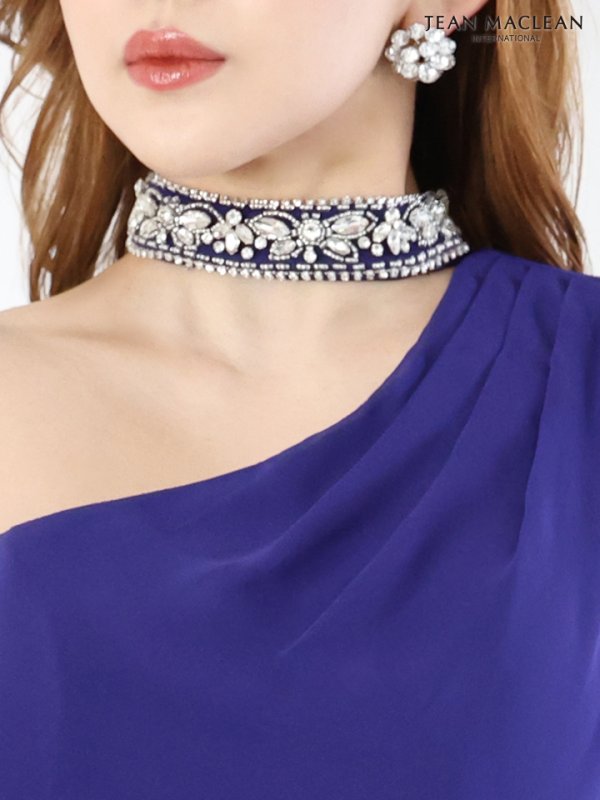 画像16: Lサイズあり【JEAN MACLEAN/ジャンマクレーン】シンプル/ ワンカラー/ シフォンスリーブ/ ワンショル/ チョーカー風デザイン/ タイト/ 膝丈/ ミディアムドレス/ キャバドレス【HC02】 (16)