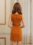 画像21: XSサイズあり【ROBE de FLEURS Glossy/ローブ・ド・フルール グロッシー】襟付き/ レザーベルトデザイン/ ノースリーブ/ シンプル/ ワンカラー/ タイト/ ミニドレス/ キャバドレス[OF2] (21)