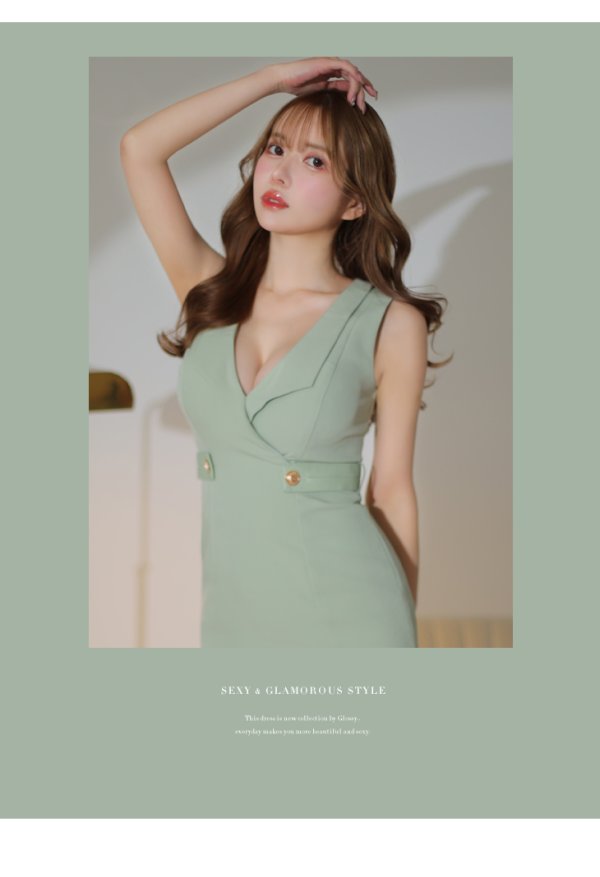 画像19: XSサイズあり【Glossy/グロッシー】襟付き/ レザーベルトデザイン/ ノースリーブ/ シンプル/ ワンカラー/ タイト/ ミニドレス/ キャバドレス[OF08] (19)