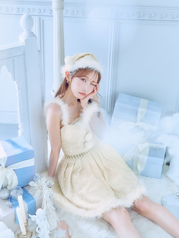 画像17: 【即日発送】【サンタコス 4点セット】【XS-XLサイズ/3カラー】ラメツイードミニワンピースサンタ[OF01] (17)