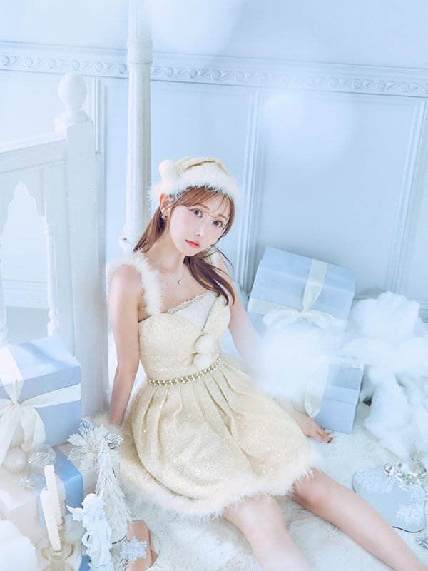 画像42: 【一部予約商品/11月中旬発送予定】【サンタコス 4点セット】【XS-XLサイズ/3カラー】ラメツイードミニワンピースサンタ[YMT] (42)