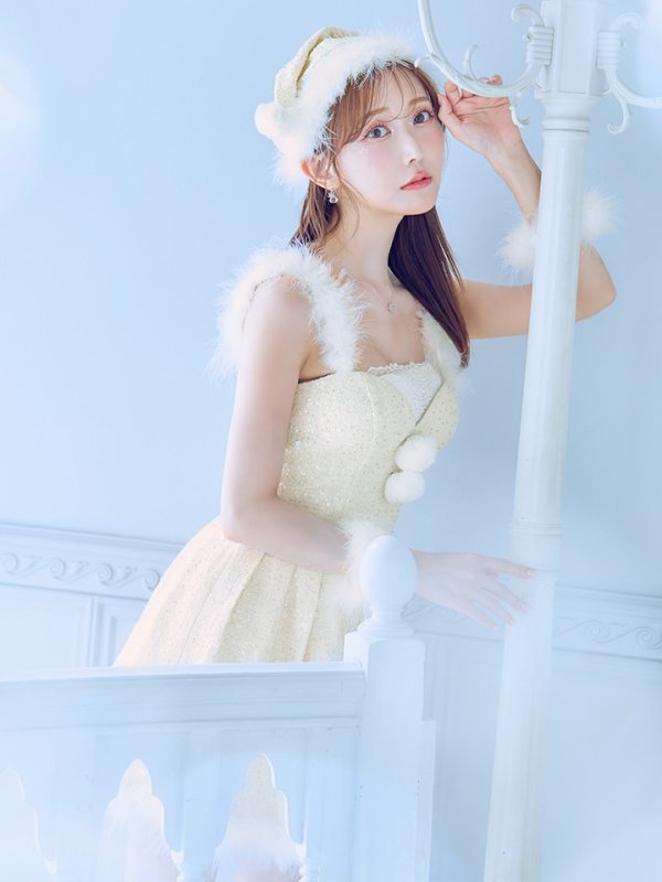 画像35: 【一部予約商品/11月中旬発送予定】【サンタコス 4点セット】【XS-XLサイズ/3カラー】ラメツイードミニワンピースサンタ[YMT] (35)