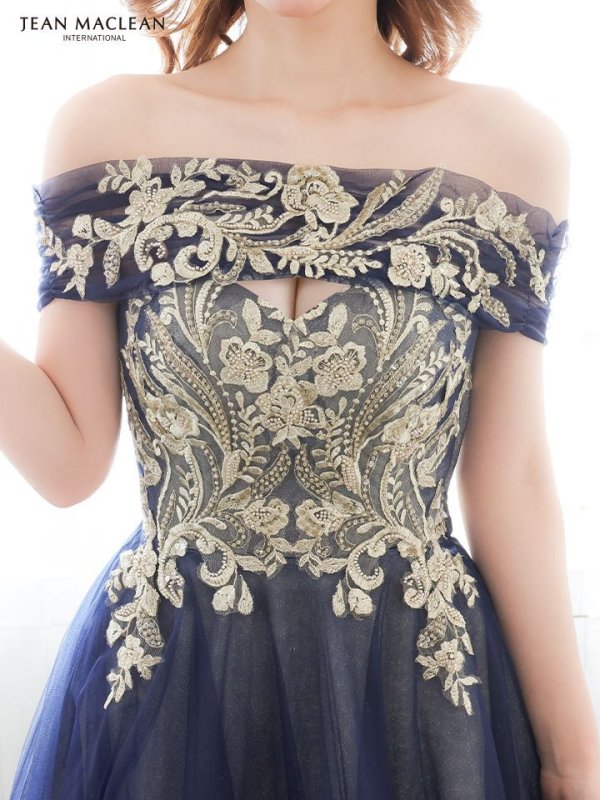 画像12: Lサイズあり【JEAN MACLEAN/ジャンマクレーン】ベア/ オフショル/ ワンショル/ 3way/ ゴールドレース/ フラワー刺繍レース/ プリンセス/ ロングドレス/ キャバドレス long[OF2A] (12)