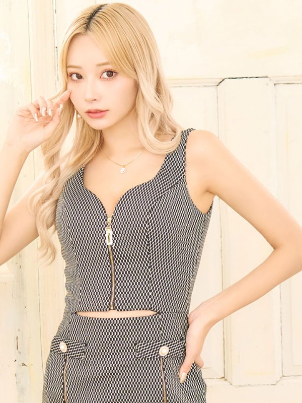 画像15: XSサイズあり【IRMA/イルマ】ラメニット/ フロントジップ/ ストレッチ/ ノースリーブ/ タイト/ ミニドレス/ キャバドレス【HC02】 (15)