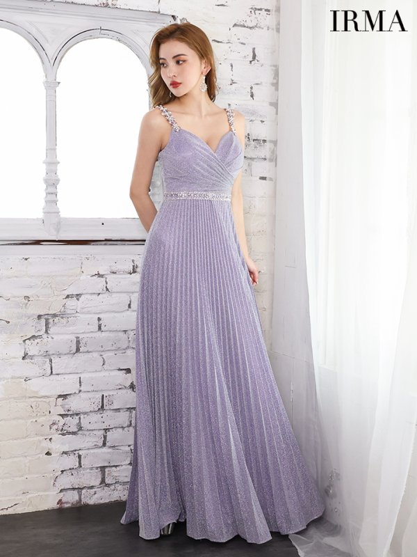 画像14: Lサイズあり【IRMA/イルマ】ラメ/ プリーツ/ ビジュー/ ノースリーブ/ スピンドル/ Aライン/ ロング/ キャバドレス long[OF2A] (14)