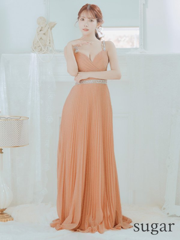 画像9: Lサイズあり【IRMA/イルマ】ラメ/ プリーツ/ ビジュー/ ノースリーブ/ スピンドル/ Aライン/ ロング/ キャバドレス long[OF2A] (9)