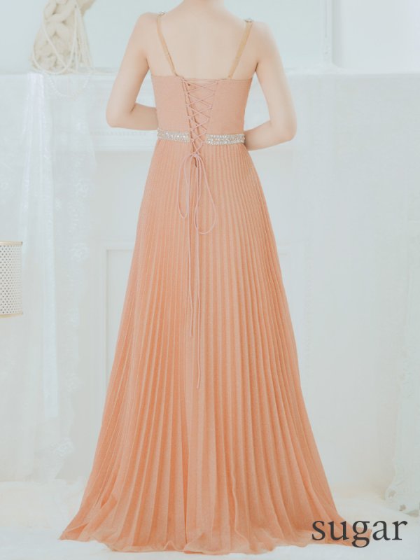 画像11: Lサイズあり【IRMA/イルマ】ラメ/ プリーツ/ ビジュー/ ノースリーブ/ スピンドル/ Aライン/ ロング/ キャバドレス long[OF2A] (11)