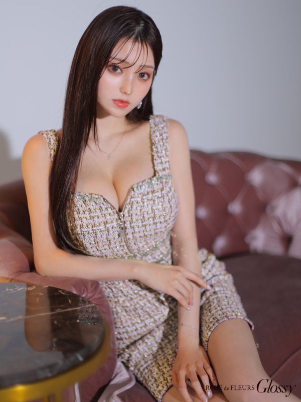 画像3: XSサイズあり【Glossy/グロッシー】バストジッパー/ ツイード/ ビジュー/ ノースリーブ/ ストレッチ/ タイト/ ミニドレス/ キャバドレス[OF2] (3)