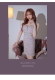 画像4: XSサイズあり【ROBE de FLEURS Glossy/ローブ・ド・フルール グロッシー】バストジッパー/ ツイード/ ビジュー/ ノースリーブ/ ストレッチ/ タイト/ ミニドレス/ キャバドレス[OF2] (4)