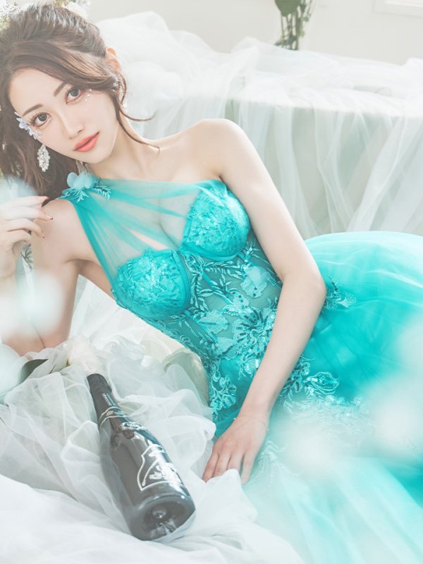 画像28: 【関西コレクション着用】Lサイズあり【JEAN MACLEAN/ジャンマクレーン】刺繍/ レース/ ワンショルダー/ ワンカラー/ Aライン/ フレア/ ロングドレス/ キャバドレス long[OF2A] (28)