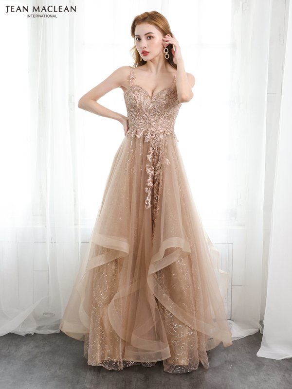 画像7: Lサイズあり【JEAN MACLEAN/ジャンマクレーン】刺繍/ チュール/ キャミソール/ Aライン/ フレア/ ロングドレス/ キャバドレス long[OF2A] (7)