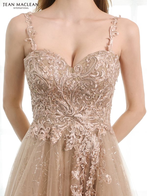 画像9: Lサイズあり【JEAN MACLEAN/ジャンマクレーン】刺繍/ チュール/ キャミソール/ Aライン/ フレア/ ロングドレス/ キャバドレス long[OF2A] (9)