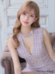 画像17: XS-Lサイズあり【ROBE de FLEURS Glossy/ローブ・ド・フルール グロッシー】ツイード/ チョーカー風/ ベルト/ ノースリーブ/ タイト/ ミニドレス/ キャバドレス[OF2] (17)