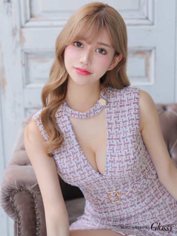 画像6: XS-Lサイズあり【Glossy/グロッシー】ツイード/ チョーカー風/ ベルト/ ノースリーブ/ タイト/ ミニドレス/ キャバドレス[OF08] (6)
