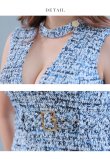 画像24: XS-Lサイズあり【ROBE de FLEURS Glossy/ローブ・ド・フルール グロッシー】ツイード/ チョーカー風/ ベルト/ ノースリーブ/ タイト/ ミニドレス/ キャバドレス[OF2] (24)