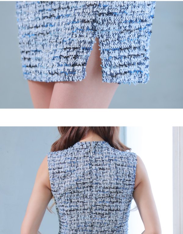 画像25: XS-Lサイズあり【Glossy/グロッシー】ツイード/ チョーカー風/ ベルト/ ノースリーブ/ タイト/ ミニドレス/ キャバドレス[OF08] (25)