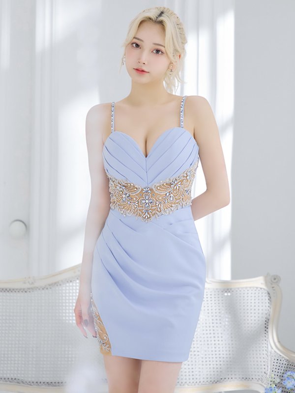 画像18: XSサイズあり【IRMA/イルマ】刺繍/ ワンカラー/ キャミソール/ シアー/ ストレッチ/ タイト/ ミニドレス/ キャバドレス【HC02】 (18)