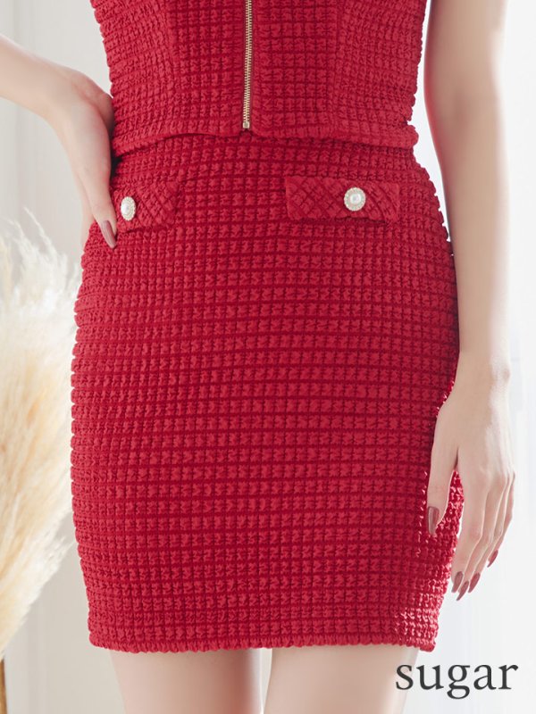 画像13: XSサイズあり【IRMA/イルマ】セットアップ/ ワッフル/ ニット/ フロントジップ/ キャミソール/ バックル/ タイト/ ミニドレス/ キャバドレス【HC02】 (13)