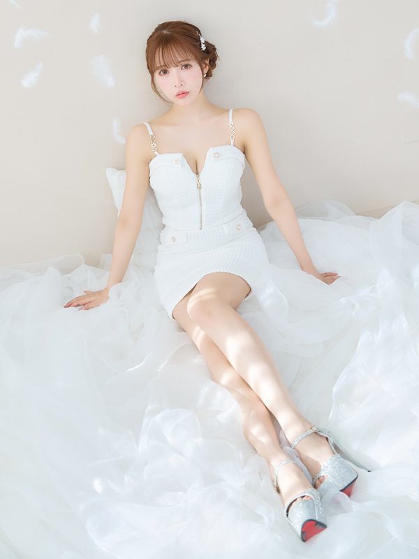 画像27: XSサイズあり【IRMA/イルマ】セットアップ/ ワッフル/ ニット/ フロントジップ/ キャミソール/ バックル/ タイト/ ミニドレス/ キャバドレス【HC02】 (27)