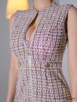 画像17: XSサイズあり【ROBE de FLEURS Glossy/ローブ・ド・フルール グロッシー】ジッパー/ ニットツイード/ シンプル/ ノースリーブ/ ストレッチ/ タイト/ ミニドレス/ キャバドレス[OF2] (17)