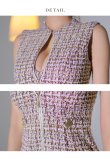 画像21: XSサイズあり【ROBE de FLEURS Glossy/ローブ・ド・フルール グロッシー】ジッパー/ ニットツイード/ シンプル/ ノースリーブ/ ストレッチ/ タイト/ ミニドレス/ キャバドレス[OF2] (21)
