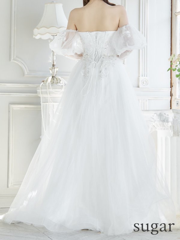 画像13: Lサイズあり【JEAN MACLEAN/ジャンマクレーン】ベア/ オフショル/ 2way/ パフスリーブ/ 袖あり/ ビーズ刺繍/ ネット/ レース/ プリンセス/ ロングドレス/ キャバドレス long[OF2A] (13)