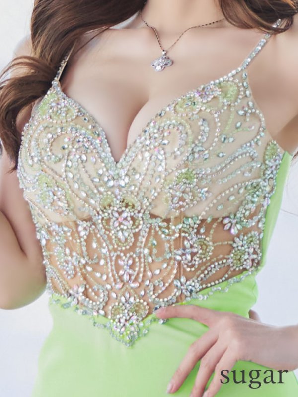 画像9: sugarオリジナルカラー・XSサイズあり【IRMA/イルマ】ビジュー/ シアー/ ニット/ キャミソール/ タイト/ ミニドレス/ キャバドレス【HC02】 (9)