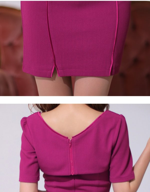 画像14: XSサイズあり【Glossy/グロッシー】ワンカラー/ 2WAY/ ストレッチ/ 無地/ ワンピース/ タイト/ ミニドレス/ キャバドレス[OF08] (14)