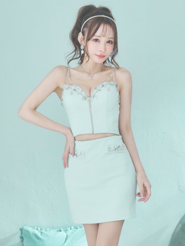 画像11: sugarオリジナルカラー・XSサイズあり【IRMA/イルマ】セットアップ/ ワンカラー/ ビジュー/ フロントボタン/ タイト/ ミニドレス/ キャバドレス【HC02】 (11)