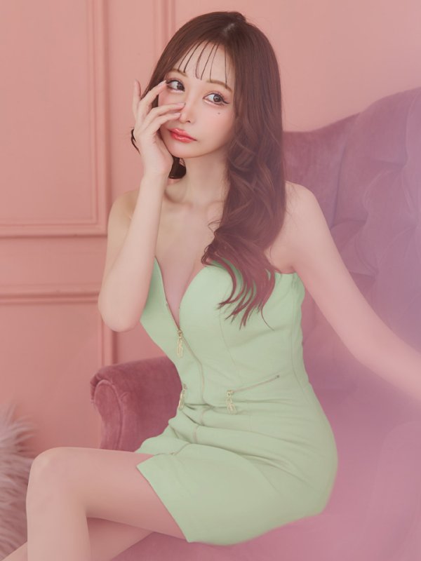 画像18: sugarオリジナルカラー・XSサイズあり【IRMA/イルマ】ワンカラー/ ニット/ ストレッチ/ フロントジップ/ キャミソール/ バックル/ タイト/ ミニドレス/ キャバドレス【HC02】 (18)