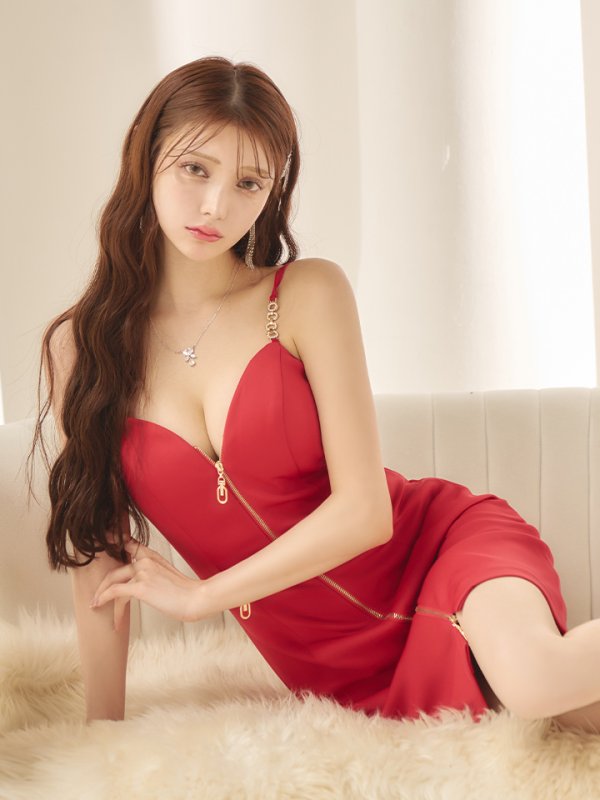 画像6: sugarオリジナルカラー・XSサイズあり【IRMA/イルマ】ワンカラー/ ニット/ ストレッチ/ フロントジップ/ キャミソール/ バックル/ タイト/ ミニドレス/ キャバドレス【HC02】 (6)