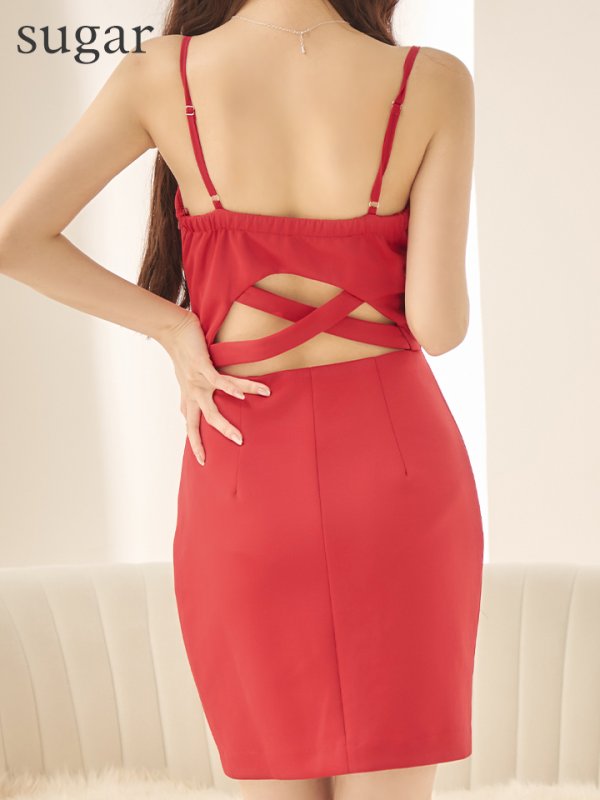 画像9: sugarオリジナルカラー・XSサイズあり【IRMA/イルマ】ワンカラー/ ニット/ ストレッチ/ フロントジップ/ キャミソール/ バックル/ タイト/ ミニドレス/ キャバドレス【HC02】 (9)